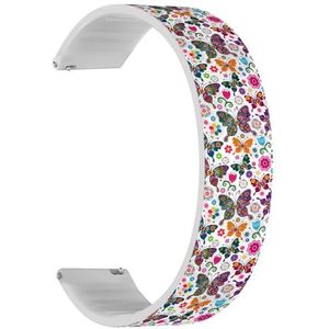 Solo Loop band compatibel met Ticwatch E3, C2 / C2+ (Onyx & Platinum), GTH/GTH Pro (Spring White Floral Rose Lily Camelia Zonnebloem) Quick-Release 20 mm rekbare siliconen band band accessoire,