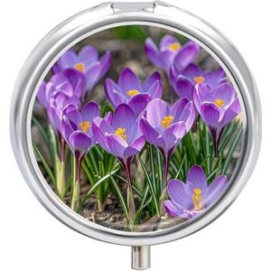 Pillendoos 3 compartimenten kleine pillenetui voor portemonnee en zak bloemen bloeien ronde pillendoos schattige vitamines visolie supplementen olie opbergdoos draagbare pil bevat reiscadeau