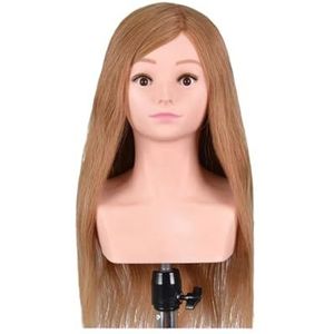 Trainingshoofd Mannequin met Schouder 24'' 80% Echt Haar Kapsels Kapper Oefenhoofd Vlechthoofd(100Real Hair Gol)