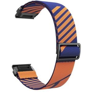 22 mm elastische nylon band geschikt for Garmin Fenix ​​5 6 7 Quick Fit riem geschikt for Instinct/Forerunner 965/955/Approach S62 horlogeband armband (Color : Blue Orange, Size : 22mm)