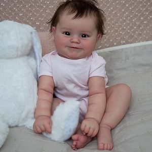 Lonian Reborn babypop voor pasgeborenen, Real Soft Touch met handgekruid haar, handgemaakte kunstpop (bruine ogen)