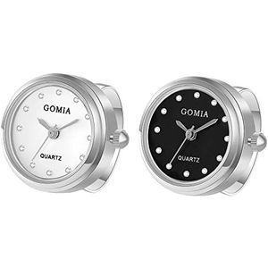 JewelryWe Nieuwigheid Vinger Horloge Zilver Goud Plated Verstelbare Ring Horloge Ronde Dial Quartz Horloge Ringen, voor Moederdag, Zilver