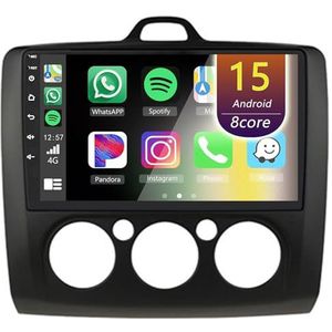 Android Radio voor Ford Focus Exi MT 2 3 Mk2/Mk3 2004-2011, 9 inch Touchscreen Autoradio met Wireless CarPlay Android Auto Bluetooth WIFI(Black,8Core(6+128GB))
