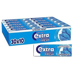 Extra Professional Fresh Strong Mint, suikervrije kauwgom, multipack met 30 x 10 dragees, voor een frisse adem