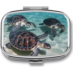 Zeeschildpadden pillendoos pillendoosje schattige pillenorganisator pilhouder medicijnpillenorganisator pillencontainer dagelijkse pillenorganizer kleine pillendoos pillendoosje voor portemonnee zak