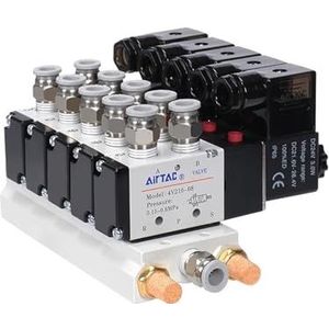 Magneetventiel Multi-Way Combinatie 4V210-08 DC12V 24V AC220V met Fittingen 5 Poort 2 Positie Magneetventielen (Dc12v 8mm Fittings, 3 Stations)