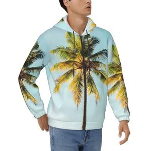 WOmeng Palm Tree Print Heren Hoodie Ademend Casual Sportkleding Werk Comfortabel Lange Mouw Sweatshirt, Zwart, M