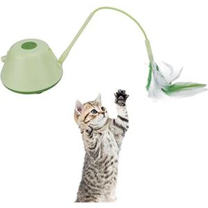 Kunststof Interactief 3 Modi USB Opladen LED Bewegend Elektrisch Kitten Veer Speelgoed, Automatisch Kattenspeelgoed voor Binnen Pluche Interactieve Speelgoedfiguren Knuffels & Pluche Speelgoed (Groente)