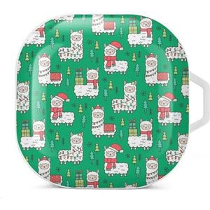 Vakantie kerst lama's oordopjes hoesje compatibel met Samsung harde beschermhoes wit stijl