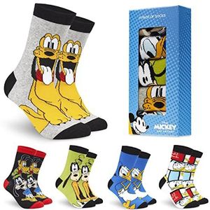 Disney Herensokken, baby Yoda Crew sokken, 5-pack Star Wars enkelsokken, maat 16,5-30,5, Mickey Mouse, zachte ademende werksokken, Boba Fett Star Wars, cadeaus voor mannen (Multi Goofy)