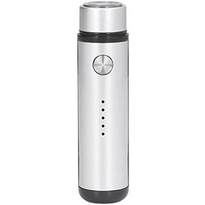 Mini Elektrisch Scheermes, Reizen Elektrisch Scheerapparaat Voor Mannen Met Turbing Rotatry Blade Oplaadbaar Usb-oplaadbaar, Draagbaar Zakmes Met Laag Geluidsniveau Voor Het Werk Het Rijden(Zilver)