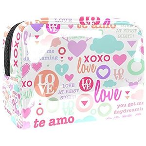 Cosmetische tassen, zelfliefde hart knuffel roze achtergrond reizen cosmetische tassen, multifunctionele draagbare make-up tassen, reizen cosmetische tas organizer voor vrouwen, Multi kleuren 04,