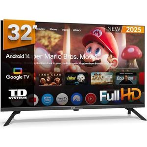 TD Systems – 32-inch Full HD Smart TV, Android 14 GTV, TDT HD-televisie, model 2025, televisie met 2 jaar garantie – PRIME32K21FGLE