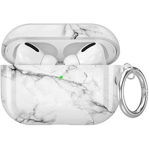 Maxjoy Voor AirPods Pro Case Cover, Marmer Wit Air Pod Pro Case voor Vrouwen Mannen Leuke Beschermende Zachte iPods Pro Cover met Sleutelhanger Compatibel met Apple AirPods Pro Opladen Case 2019