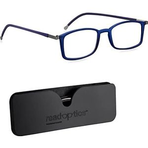 Read Optics Bril met blauw licht, geen vergroting voor computer, gaming, digitaal en tv, dunne kristallen, platte vouwlijsten in stijlvolle behuizing