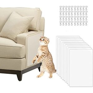 30 x 40 cm Krabpads voor katten, 10 stuks transparante krasbestendige stickers met 40 stuks schroeven, krasbescherming voor katten en honden, krasbestendige stickers voor meubels, banken