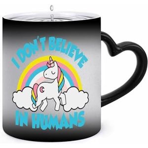 Unicorn I Don T Believe In Humans koffiemok 11 oz kleur veranderende mokken hartvormige handvat warmtegevoelige verkleuring kopjes