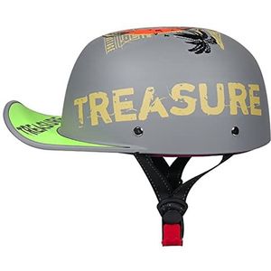Motorhelm, For heren Vintage helm Duitse stijl fiets cruiser chopper scooter bromfiets ATV helmen H,XL=59-60cm(H,M=5556cm)