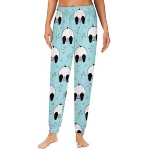 Grappige panda-billen dames pyjama lounge broek elastische tailleband nachtkleding broek print