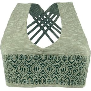 GURU SHOP Bikini Top, Bra Top, Bedrukte Yoga Top van biologisch katoen, dames, Helder olijfgroen., 40