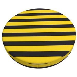 GRatka Hoes voor ronde kruk, hoes voor barstoel, thuis bar, antislip zitkussen, 30 cm, zwart en gele bijenstreep