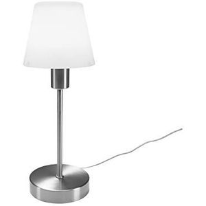 Tafellamp met touch dimmer in klassiek design - glazen lampenkap opaal wit & voet nikkel mat - nieuwe touch generatie geschikt voor LED