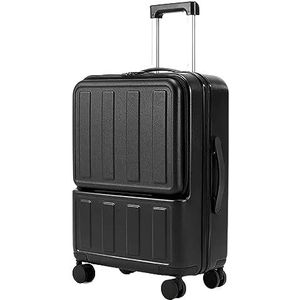 Bagage Trolley Koffer Koffers Met USB-oplaadpoort Bagage Uitbreidbaar TSA Cijferslot Bagage Reiskoffer Handbagage (Color : Black, Size : 22inch)