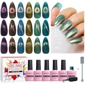 AIMEILI Hema-Free Cat Eye Gellak Magnetic Gel Polish 6 Colors Set Vegan Cruelty-Free Soak Off UV/LED 6 X 10ML Cat Eye Gel Polish Gift Kit 72