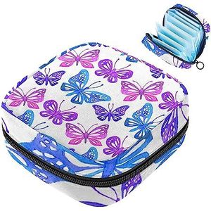 MUOOUM Opbergtas voor maandverband, tie-dye vlinder menstruatiecup zakje, draagbaar maandverband opbergzakken vrouwelijke menstruatie eerste menstruatie tas voor tienermeisjes vrouwen dames