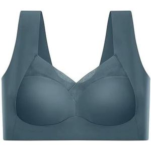 Dames BH Grote Maat Naadloze Dunne Kant Wrap Borst Ondergoed Een Stuk Vaste Cup Geen Stalen Ring Verzamelen Vest BH Vrouwen, Lichtblauw, L