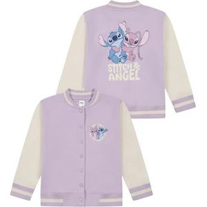 Disney Meisjes Lilo en Stitch Varsity bomberjack Stitch en Angel Basbeball Style Jas voor kinderen, Paars, 9-10 jaar