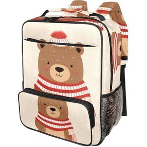 GIAPB Reisrugzak voor mannen, rugzak voor vrouwen, canvas, beer met rode sjaal, O28gu1mphhq, 36.5x29.5x14.5 cm/14.4x11.6x5.7 in, Dagrugzak Rugzakken