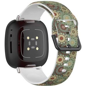 Sportbandje compatibel met Fitbit Sense / Sense 2 / Versa 4 / Versa 3 (Mandala Vintage Decoratief), siliconen armband, accessoire