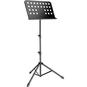 Ah Stands SMS11PRO muziekstandaard voor gebruik in bands, orkesters of op het podium (gatenplaat, compact en licht, 2-voudig uittrekbaar, inclusief tas), zwart