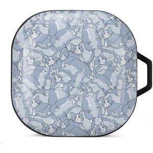 Schets kat oordopjes hoesje compatibel met Samsung hard shell beschermhoes zwart-stijl