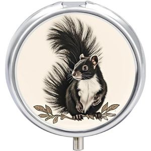 Skunk Pillendoos Leuke Ronde Pil Case Draagbare Geneeskunde Tablet Vitamine Houder Organizer voor Portemonnee Pocket