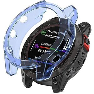 Watch Case BZN for Garmin Fenix ​​7 Pro Half-Pakket TPU Horloge Beschermhoes (Color : Transparent Blue)