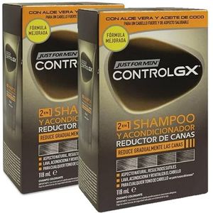 Just for men Control GX, Grey Reducing 2-in-1 shampoo & conditioner voor grijs haar, nieuwe verbeterde formule, alle tinten, 118 ml, 2 stuks