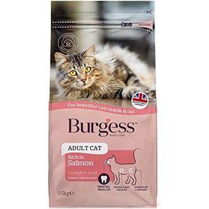 Burgess Droog kattenvoer met veel zalm voor volwassen katten, 1,5 kg