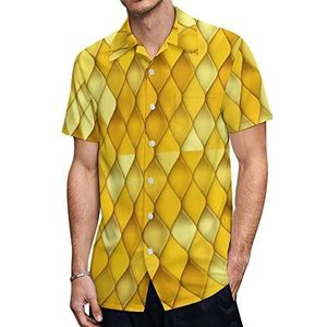 Gouden Visschaal Heren Hawaiiaanse Shirts Korte Mouw Casual Shirt Button Down Vakantie Strand Shirts 4XL