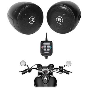 Rockville rocknride (2) RockNRide 3"" aangedreven Bluetooth metalen motorfiets stuur luidsprekers, zwart