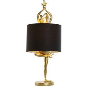 Home ESPRIT Tafellamp, zwart, goud, kunsthars, 50 W, 220 V, 28 x 28 x 68 cm (2 stuks)
