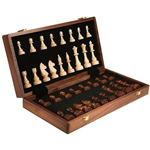 Schaak Schaakbord Schaakspel Opvouwbare handgemaakte houten schaakbord set 15.4 x 15.4 inch en 17.7x17.7 inch beste houten schaakbord spel for kinderen en volwassenen Schaken Schaakset (Size : 15.4in