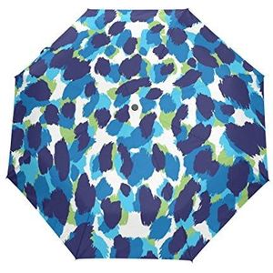 Jeansame blauwe luipaard huid polka stippen vouwen compacte paraplu automatische zon regen parasols voor vrouwen mannen kind jongen meisje