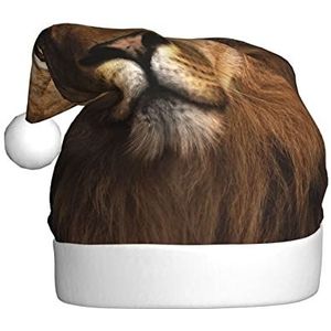 LAMAME Afrikaanse dier leeuw gedrukt kerst hoed vakantie partij decoratie hoed pluche kerstman hoed