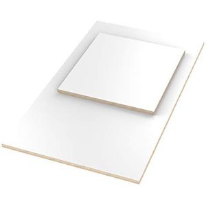 AUPROTEC Tafelblad 18mm wit 1300 mm x 600 mm rechthoekige multiplex plaat melamine gecoat van 40cm-200cm selecteerbaar berken-multiplex platen massief hout industriële kwaliteit selectie: 130x60 cm