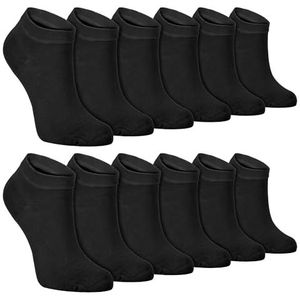 12 stuks bamboe sneakersokken voor heren, sokken snob, ademend, gevoerde, onzichtbare korte sokken, zwart, 40-45 EU