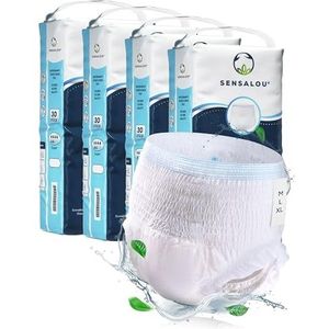 Sensalou Wegwerpbroek (maat L, 120 stuks), incontinentie-luiers voor senioren, volwassenen, vrouwen en mannen, geurbestendig beschermend ondergoed bij urine-incontinentie