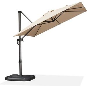 PURPLE LEAF Parasol 250 x 250 cm vierkant, zweefparasol met zwengel, aluminium terrasparasol, waterbestendig, 360° draaibaar, UV-bescherming, voor tuin, binnenplaats, Kaki