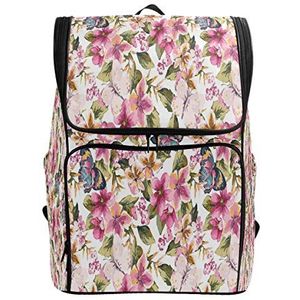 BIGJOKE Rugzak Vlinder Bloemen Patroon Duurzame School Tas Laptop College Reizen Schoudertas Wandelen voor Vrouwen Meisjes Mannen Jongens